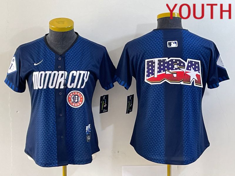 Youth Detroit Tigers Blank Blue City Edition Nike 2024 MLB Jersey style 4